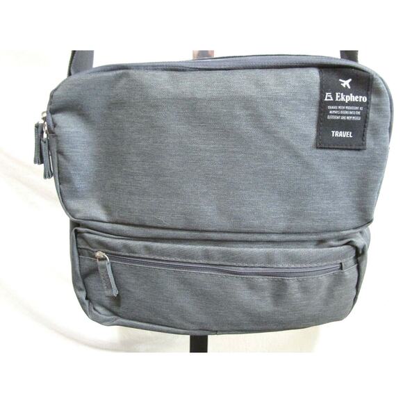 EUC!! Ekphero Small Gray Nylon 10" Padded Tablet Laptop Crossbody Travel Bag - Picture 3 of 12